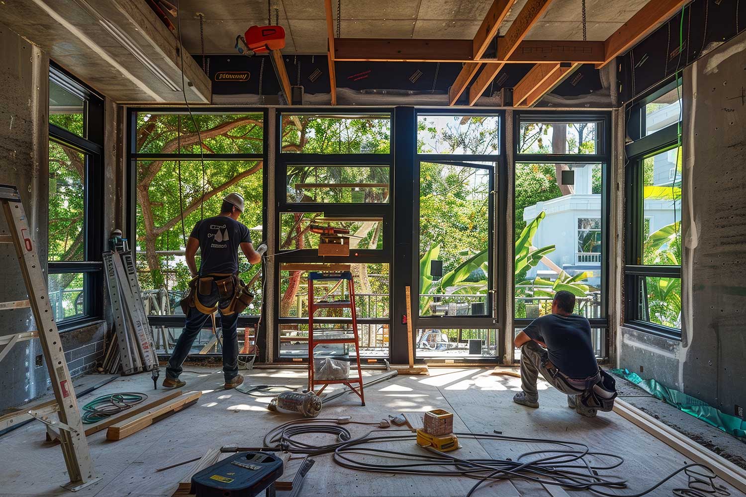 Zee and the XEECON team working on a renovation